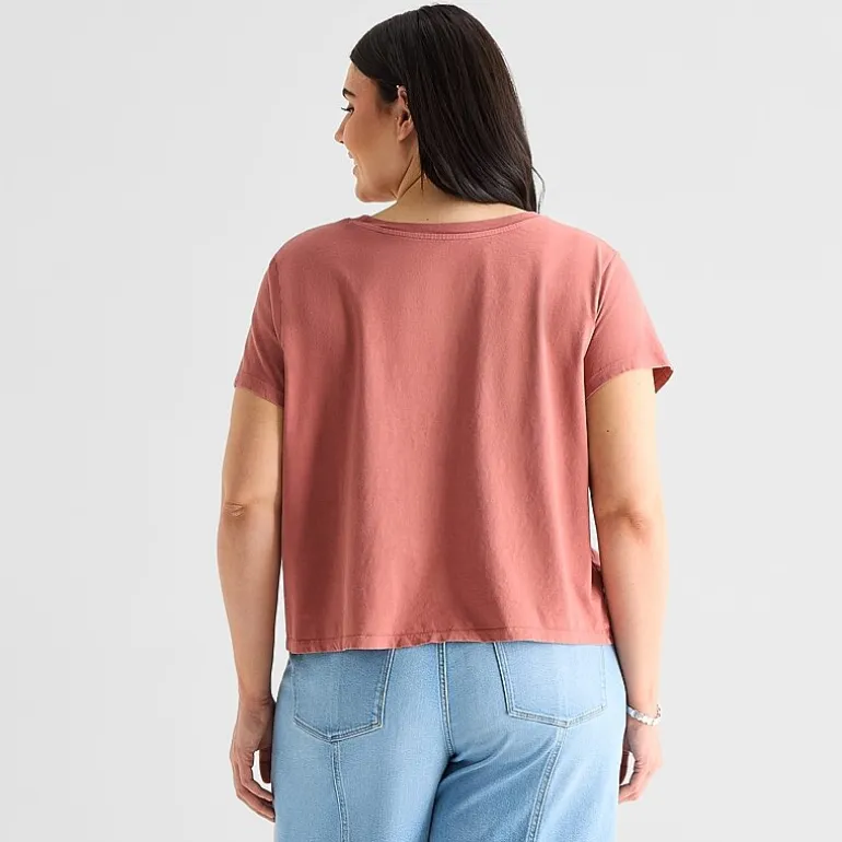 a.n.a Womens Plus Crew Neck Short Sleeve T-Shirt