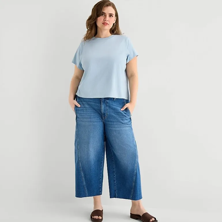a.n.a Womens Plus Crew Neck Short Sleeve T-Shirt