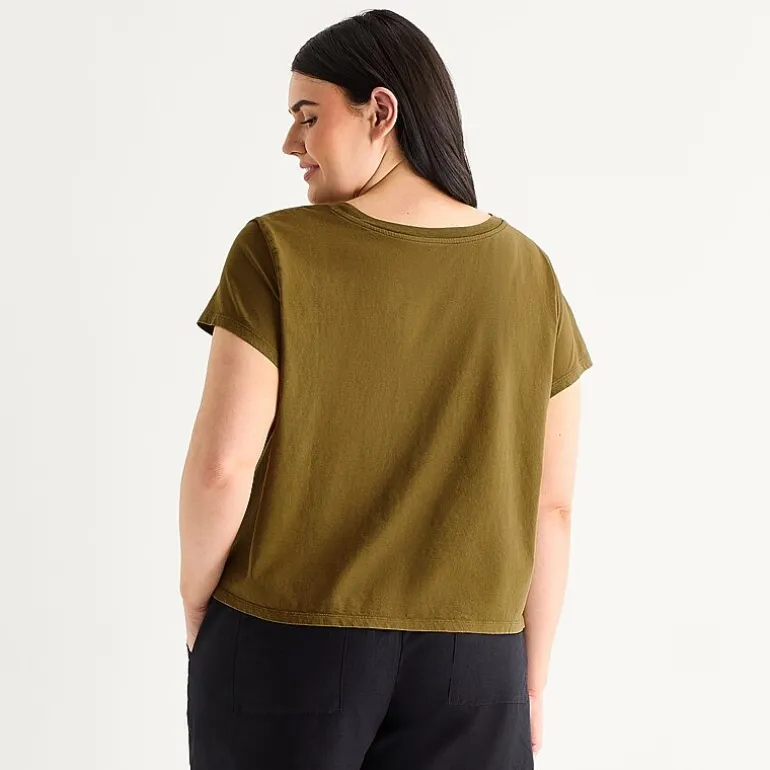 a.n.a Womens Plus Crew Neck Short Sleeve T-Shirt