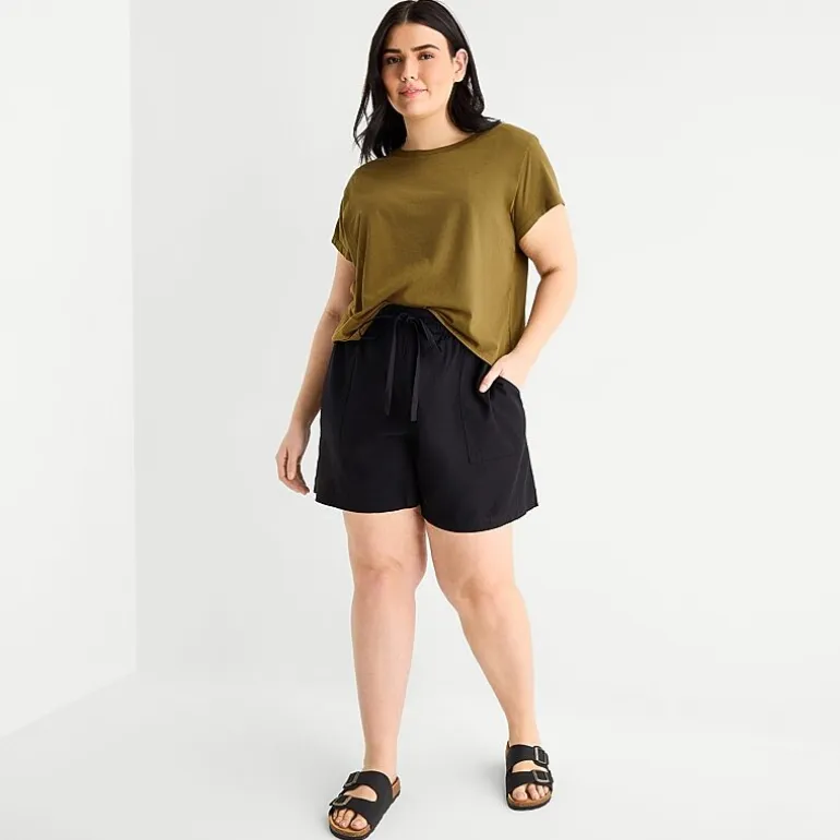 a.n.a Womens Plus Crew Neck Short Sleeve T-Shirt