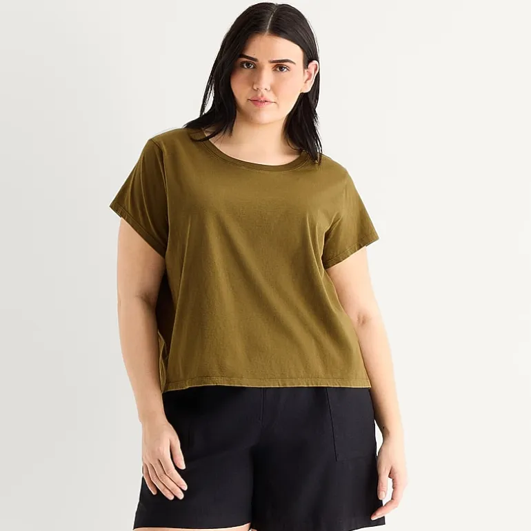 a.n.a Womens Plus Crew Neck Short Sleeve T-Shirt