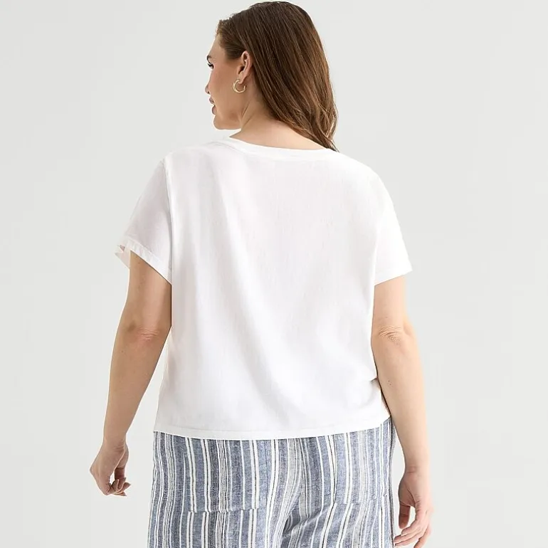 a.n.a Womens Plus Crew Neck Short Sleeve T-Shirt