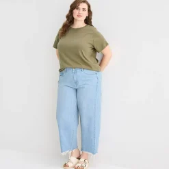 a.n.a Womens Plus Crew Neck Short Sleeve T-Shirt