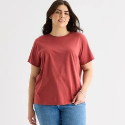 a.n.a Womens Plus Crew Neck Short Sleeve T-Shirt