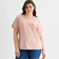 a.n.a Womens Plus Crew Neck Short Sleeve T-Shirt
