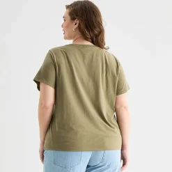 a.n.a Womens Plus Crew Neck Short Sleeve T-Shirt