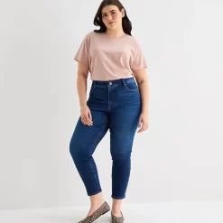 a.n.a Womens Plus Crew Neck Short Sleeve T-Shirt