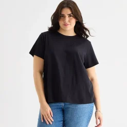 a.n.a Womens Plus Crew Neck Short Sleeve T-Shirt