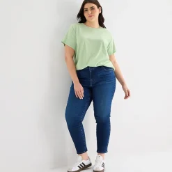 a.n.a Womens Plus Crew Neck Short Sleeve T-Shirt