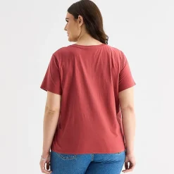 a.n.a Womens Plus Crew Neck Short Sleeve T-Shirt