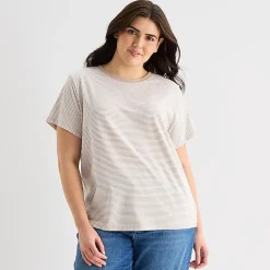 a.n.a Womens Plus Crew Neck Short Sleeve T-Shirt