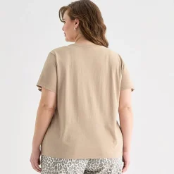 a.n.a Womens Plus Crew Neck Short Sleeve T-Shirt