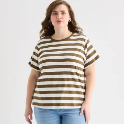 a.n.a Womens Plus Crew Neck Short Sleeve T-Shirt