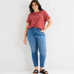 a.n.a Womens Plus Crew Neck Short Sleeve T-Shirt