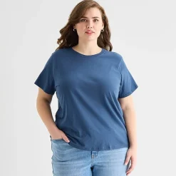 a.n.a Womens Plus Crew Neck Short Sleeve T-Shirt