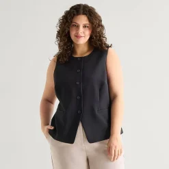 a.n.a Womens Plus Crew Neck Sleeveless Vest