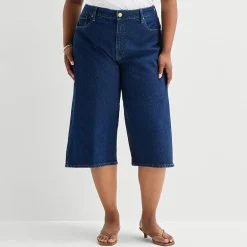 a.n.a Womens Plus Denim Culotte Jean