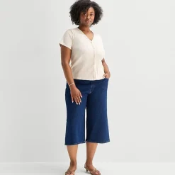a.n.a Womens Plus Denim Culotte Jean