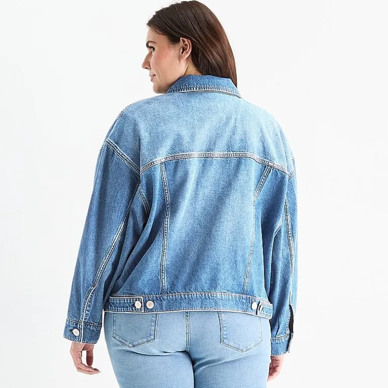 a.n.a Womens Plus Denim Midweight Jacket
