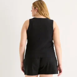 a.n.a Womens Plus Henley Neck Sleeveless Tank Top