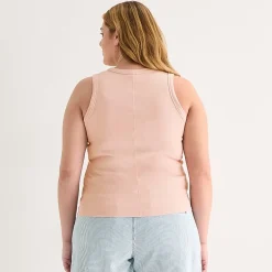a.n.a Womens Plus Henley Neck Sleeveless Tank Top