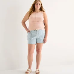 a.n.a Womens Plus Henley Neck Sleeveless Tank Top