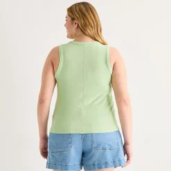 a.n.a Womens Plus Henley Neck Sleeveless Tank Top