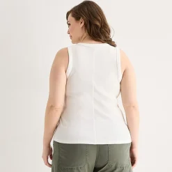 a.n.a Womens Plus Henley Neck Sleeveless Tank Top