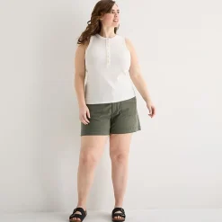 a.n.a Womens Plus Henley Neck Sleeveless Tank Top