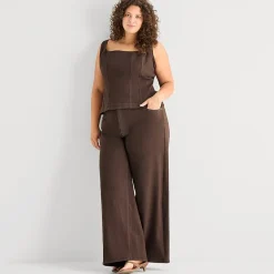 a.n.a Womens Plus Highest Rise Wide Leg Jean