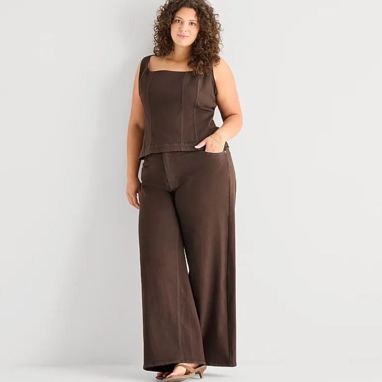 a.n.a Womens Plus Highest Rise Wide Leg Jean