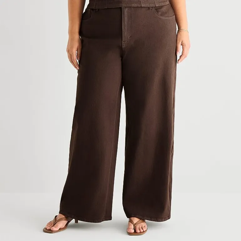 a.n.a Womens Plus Highest Rise Wide Leg Jean