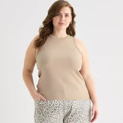 a.n.a Womens Plus High Neck Sleeveless Tank Top