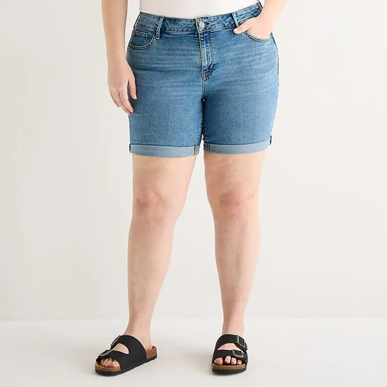 a.n.a Womens Plus High Rise 5" Denim Short
