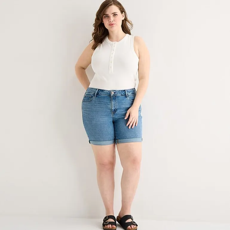 a.n.a Womens Plus High Rise 5" Denim Short