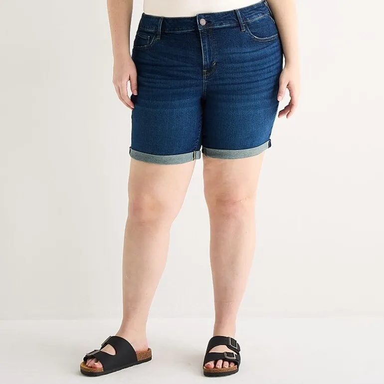 a.n.a Womens Plus High Rise 5" Denim Short