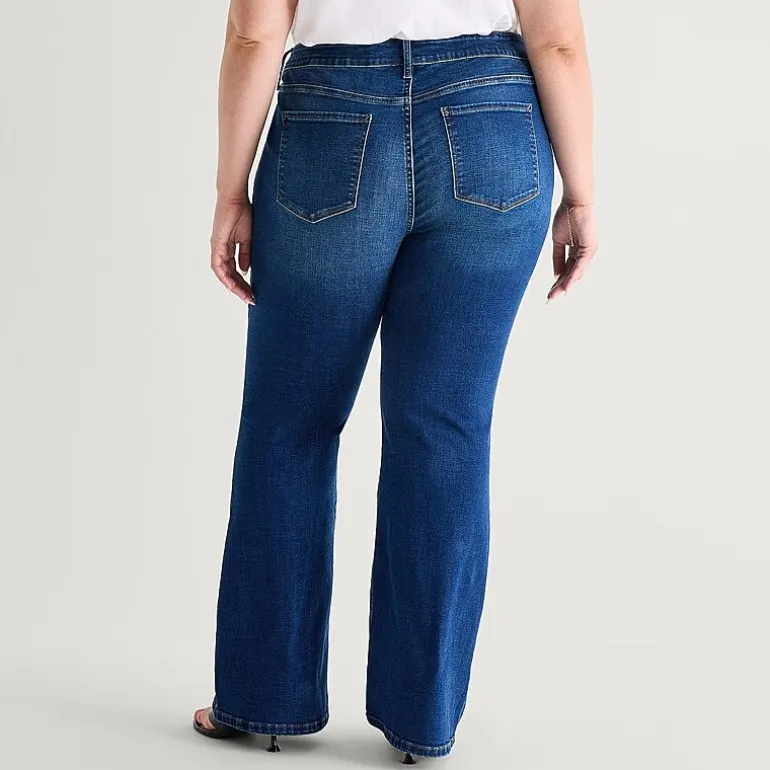 a.n.a Womens Plus High Rise Flare Leg Jean