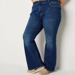 a.n.a Womens Plus High Rise Flare Leg Jean