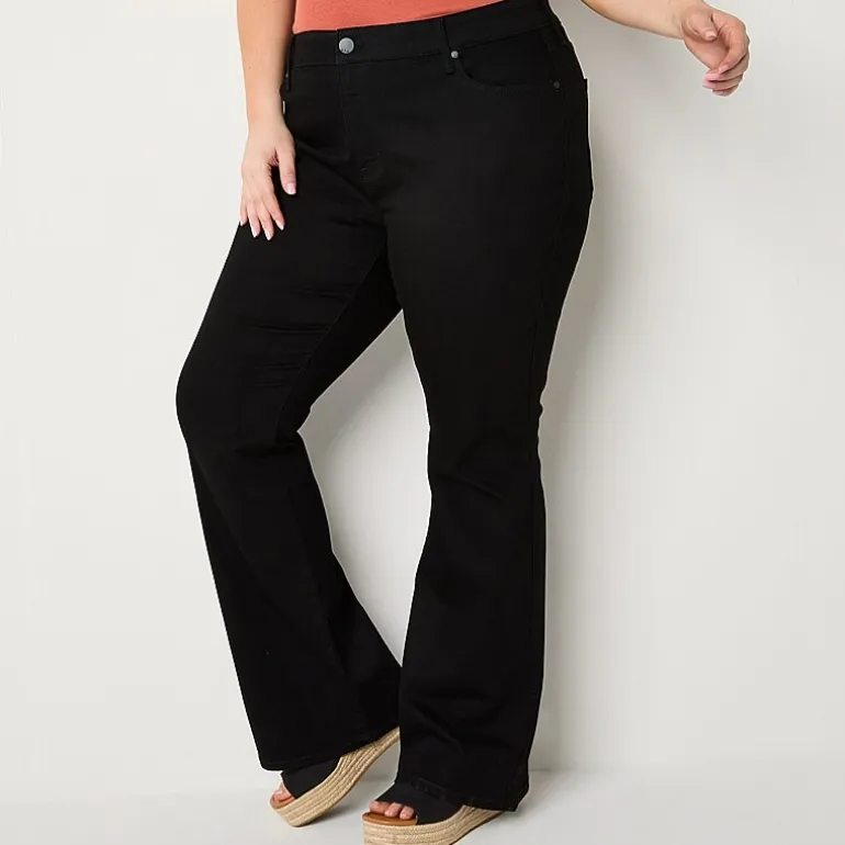 a.n.a Womens Plus High Rise Flare Leg Jean
