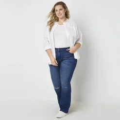 a.n.a Womens Plus High Rise Flare Leg Jean