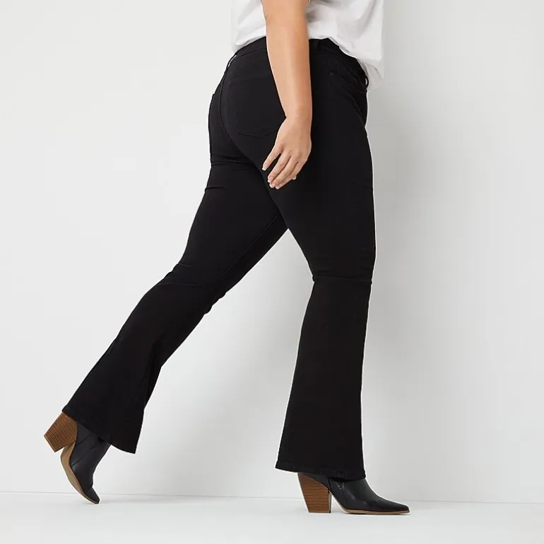 a.n.a Womens Plus High Rise Flare Leg Jean