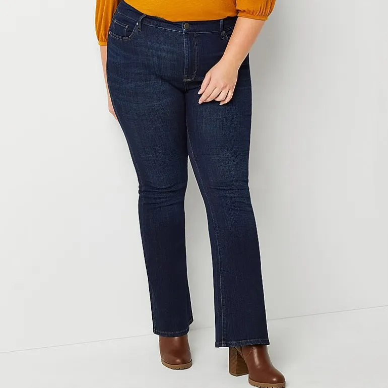 a.n.a Womens Plus High Rise Flare Leg Jean