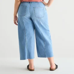 a.n.a Womens - Plus High Rise Frayed Hem Cropped Jean