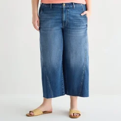 a.n.a Womens - Plus High Rise Frayed Hem Cropped Jean