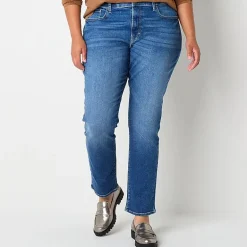a.n.a Womens Plus High Rise Straight Leg Jean