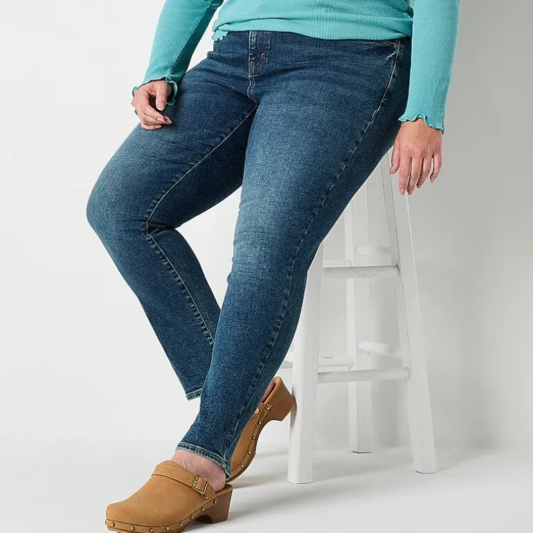 a.n.a Womens Plus High Rise Straight Leg Jean
