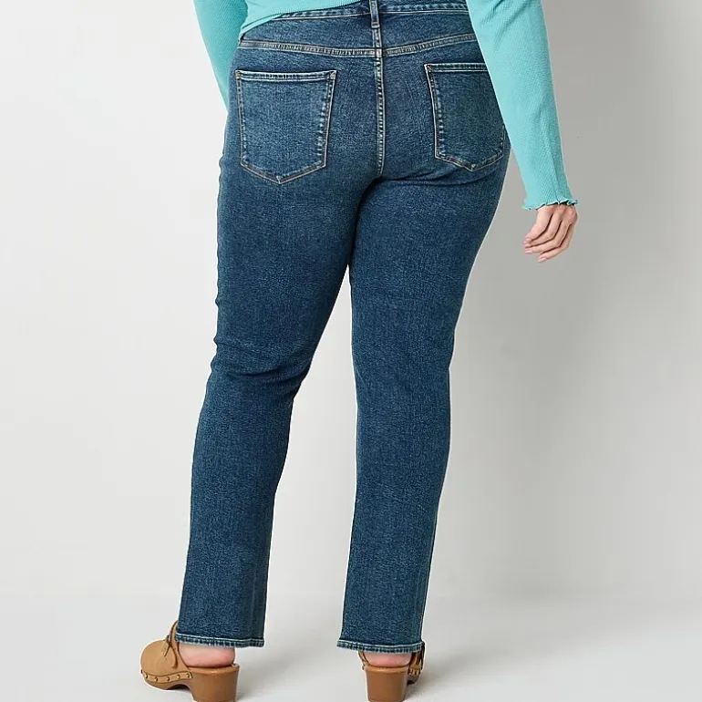 a.n.a Womens Plus High Rise Straight Leg Jean