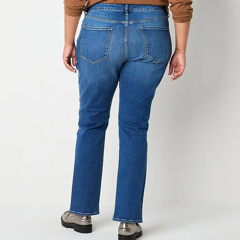 a.n.a Womens Plus High Rise Straight Leg Jean