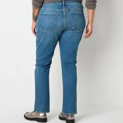 a.n.a Womens Plus High Rise Straight Leg Jean