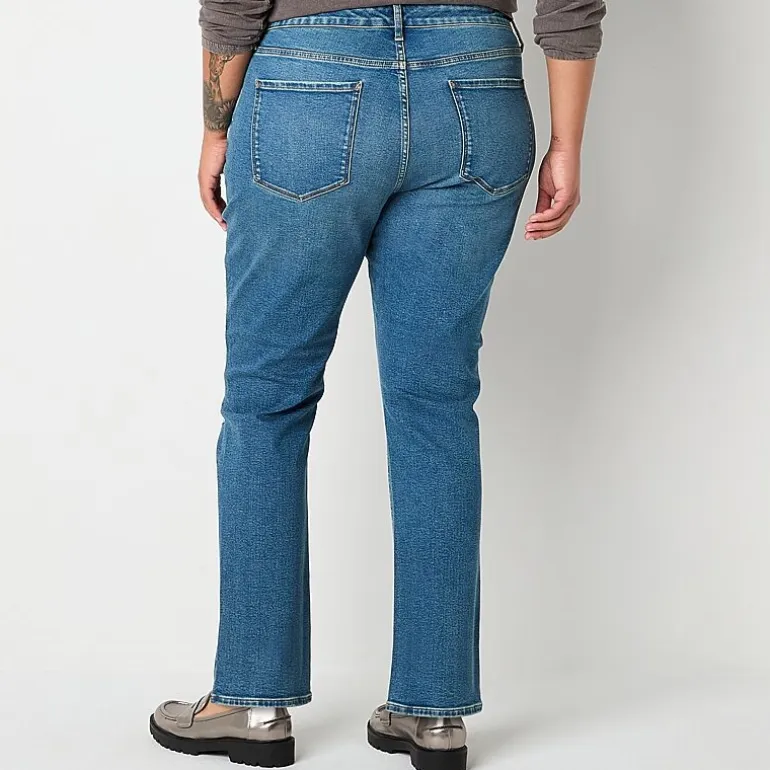 a.n.a Womens Plus High Rise Straight Leg Jean